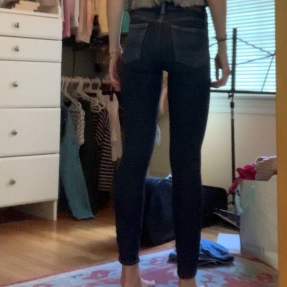 American Eagle Ripped Skinny Jeans, Dark Wash - Picture 3 of 4
